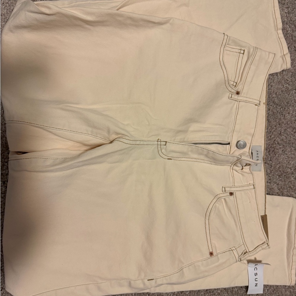 PacSun Cream Straight Leg Jeans